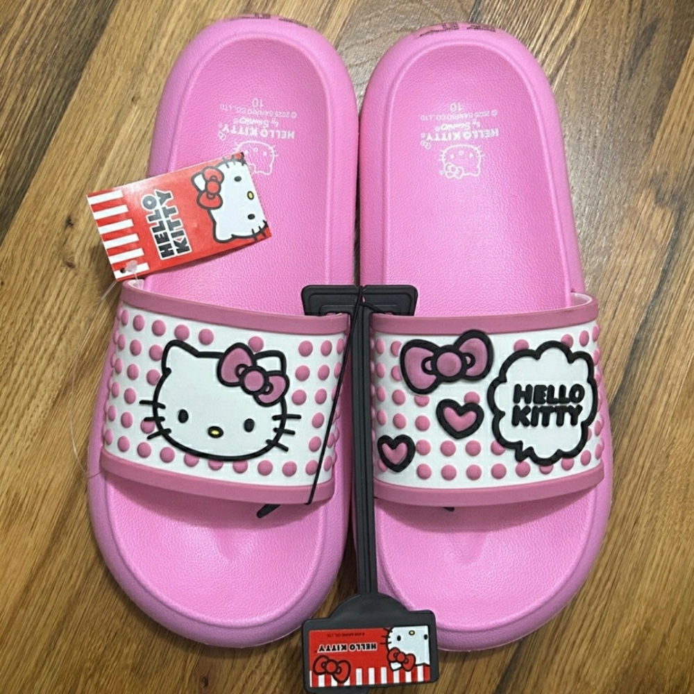 Womens Hello Kitty Pink Slide Sandals By Sanrio. Sz 10, Nwt